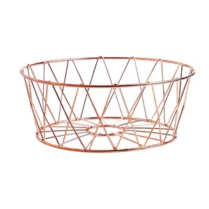 Ensemble de 3 corbeilles à fruits en fer forgé avec antiquité en cuivre pour le rangement à domicile panier rectangulaire en fil de cuivre pour l'artisanat - Product Image 4