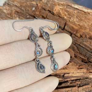 Boucles d'oreilles pendantes en labradorite faite à la main, bijoux en argent sterling 925 pour femmes, cadeau en pierre naturelle - Product Image 3