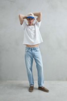 Camiseta de Cuello Redondo Blanca para Hombre, Nueva Colección 2026, Manga Corta, 100% Algodón Tejido, Transpirable, Corte Regular Informal, 260g, Talla Europea