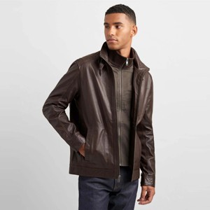 Chaqueta de cuero marrón estilo motorista para hombre, chaqueta clásica de motocicleta desgastada con cuero de primera calidad, perfecta para ropa informal - Product Image 3