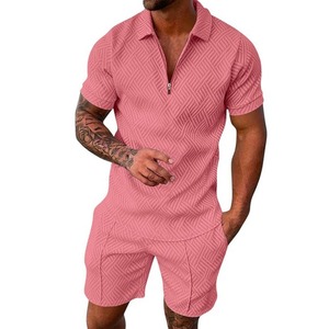Ensemble de jogging d'été pour hommes : T-shirt à manches courtes et short 2 pièces respirant, grande taille, séchage rapide, couleur unie, sport décontracté - Product Image 1