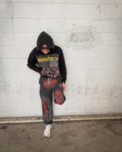 Nouveau logo personnalisé impression couleur unie pull-over coton survêtement 2 pièces haute qualité broderie pantalons de survêtement et sweat à capuche ensemble - Product Image 3