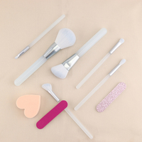 Kit professionnel de 6 pinceaux de maquillage en poils synthétiques, manche transparent givré, pour poudre, blush, fard à paupières, anticernes, personnalisable