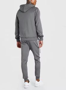 Survêtements d'hiver pour hommes vêtements de sport athlétiques décontracté fermeture éclair complète respirant 100% coton survêtement 2 pièces - Product Image 5