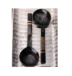 Juego de cubiertos de cuerno de buey de diseño para el hogar, cucharas de cuerno para servidor de ensalada para vajilla de cocina, uso de alimentos, artículos de cubiertos - Product Image 5