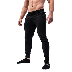 Pantalones deportivos negros ajustados para hombre, pantalones de entrenamiento elásticos, pantalones de gimnasio con cordón en la cintura, ropa deportiva, pierna ajustada - Product Image 2