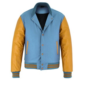 Chaqueta Varsity de Invierno 2025 para Hombre, Cortavientos, Transpirable, Gruesa, con Calefacción, Cuello Alto, Estilo Urbano, Color Azul Cielo, MOQ Bajo, Lisa - Product Image 5