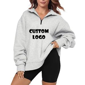 Sudadera personalizada transpirable 500 GSM Quarter Zip de gran tamaño holgada para hombres y mujeres diseño liso poliéster/algodón oferta de invierno - Product Image 1