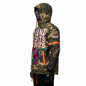 Premium 220GSM <b>Camo</b> Windbreaker <b>Jacket</b> Floral Embroidered Design with Custom Logo and Sleeve Panels Windbreaker <b>Jacket</b> for man - Product Image 5