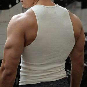 Débardeurs de fitness d'été pour hommes 100% coton respirant I-Line Muscle Vest Casual Sports Tricoté Méthode de tissage - Product Image 4