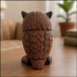 ประติมากรรมนกฮูกไม้ทำมือรูปแกะสลักเครื่องประดับสัตว์สไตล์เรียบง่ายสำหรับตกแต่งโต๊ะในห้องนั่งเล่น - Product Image 3