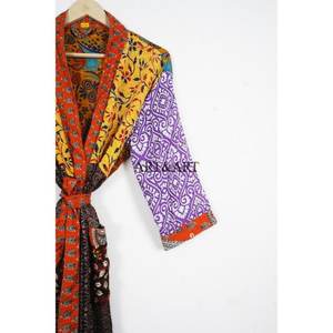 Kimono de Seda Ligero y Elegante para Mujer, Estilo Bohemio Chic, Largo hasta el Suelo, Estampado Floral, Bata Suave para Spa, Resorts, Playa y Descanso - Product Image 3