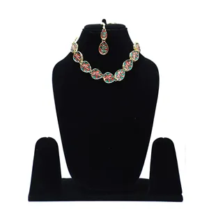 Ensemble de bijoux de mariée vintage Kundan pour femme, plaqué or 18 carats, collier en zircon fin pour mariage - Product Image 3