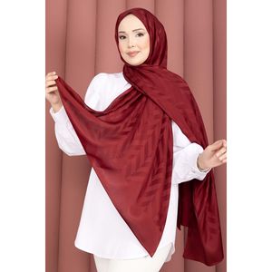 Série de châles jacquard bordeaux à motif en zigzag, ensemble élégant de foulard, de gants et de chapeau - Product Image 1