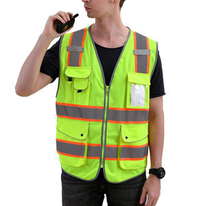 Reflective safety vest with <b>ID</b> <b>holder</b> and tool pockets - Product Image 4