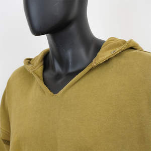 Vintage gris lavado ácido enzima lavado sólido de gran tamaño 100% algodón polar 400GSM peso pesado Sudadera con capucha pulóver bordado - Product Image 6