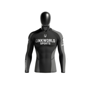 Venta al por mayor de camisetas de compresión de gimnasio de secado rápido de manga completa unisex impreso logotipo personalizado Anti-UV respetuoso con el medio ambiente en blanco MMA Rash Guard - Product Image 2