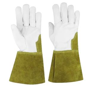 Guantes de soldadura TIG de cuero de cabra de grano completo, puño largo, alta calidad, ecológicos, transpirables, para uso en exteriores, suaves y duraderos, 15 cm - Product Image 5