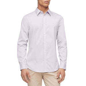 Calvin Klein <b>Men's</b> Slim Fit Stretch Solid Purple Poplin <b>Shirt</b> Anti-Wrinkle <b>High</b> <b>Collar</b> Smart Casual Business Style Medium 6XL - Product Image 1
