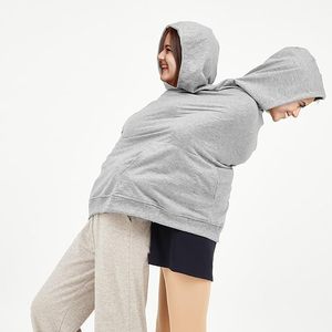 Sudadera básica suelta con capucha para parejas Invierno Patrón sólido Cómodo Material de mezcla de algodón y poliéster - Product Image 6
