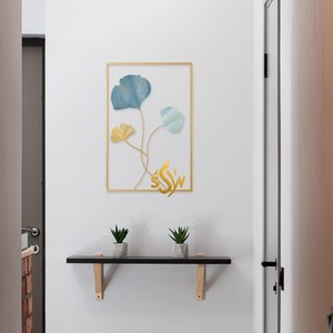 Arte de pared de Metal decorativo para el hogar, estilo moderno, colgante de pared, diseño de hoja de facalidad, polvo de Color dorado, decoración de entrada de Hotel - Product Image 6