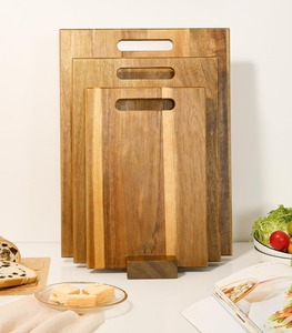 Ensemble de 3 planches à découper en bois d'acacia robuste avec poignée, épaisseur de 1,5 cm, lavable au lave-vaisselle, écologique, antibactérien pour la viande et les légumes - Product Image 6