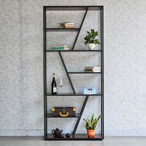 Rubber Wood & Iron Frame Decorative Standing Shelf 90x34x200cm for Living Room KTB68044 - Product Image 2