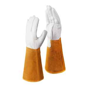 Guantes de soldadura TIG de buena calidad para proteger el trabajo del soldador Palma completa cuero dividido impermeable resistencia al calor guantes antideslizantes - Product Image 1