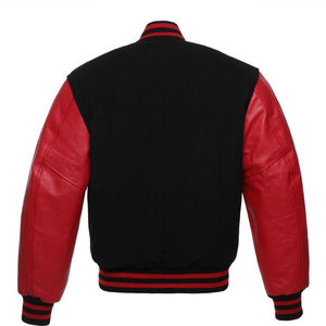 Chaquetas Varsity de Forro Polar Personalizadas al por Mayor, Chaquetas Casuales de Algodón para Hombre, Chaquetas Letterman de Forro Polar Suave Negras y Rojas Baratas de China - Product Image 4