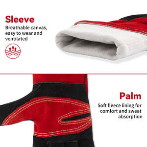 Gants de soudage en cuir résistant au feu avec logo personnalisé Vente en gros Gants de soudage de différentes tailles pour la protection des mains - Product Image 3