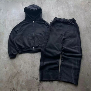 ชุดวอร์มสองชิ้นสำหรับผู้ชายพิมพ์ลายพัฟแบบมีซิปเย็บปะติดโลโก้และดีไซน์ตามสั่ง - Product Image 4