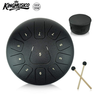 12 Inch 11 Notes Carbon Steel Tongue Drum Handpan Percussion Instrument with Mallet Bag Gloves Music Book for Meditation Yoga