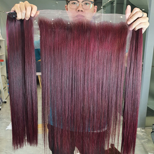 100% luxe vietnamien 30 pouces perruque frontale Piano Bourgogne cheveux bruts humains produits capillaires naturels pour les femmes noires - Product Image 4