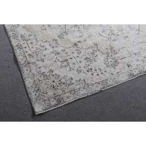 พรมตุรกี ขนาด 6.5x10.1 ฟุต พรมวินเทจ พรมขนสัตว์สีขาวลายอิคัต - Product Image 4