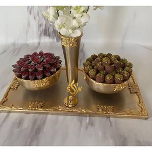 Último diseño único Metal dorado servir fecha cuenco plato de fruta con diseño martillado para fiestas que sirven chocolate y exhibición dulce - Product Image 5