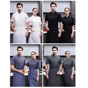 OEM personalizado 2025 italiano Pizza Chef uniforme para mujer camarero restaurante maestro chaqueta con <span class=keywords><strong>delantal</strong></span> sombrero tejido logotipo estampado - Product Image 6