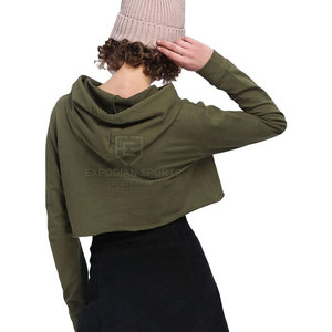 Design Your Own Customized Women Crop <b>Top</b> Hoodies <b>Winter</b> 100% Cotton Front Logo Position Eco-Friendly & Breathable - Product Image 4