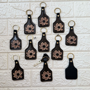 Meilleure vente porte-clés en cuir usiné sculpté à la main porte-clés en cuir de forme exotique mignon accessoires en cuir usiné porte-clés - Product Image 1