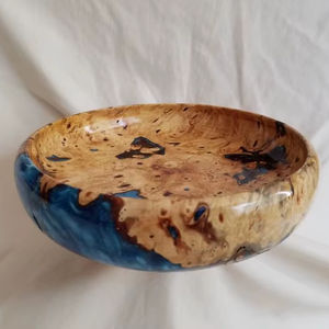 Llamativo cuenco de resina de madera hecho a mano artesanal decorativo moderno rústico centro de mesa acento de cocina - Product Image 1