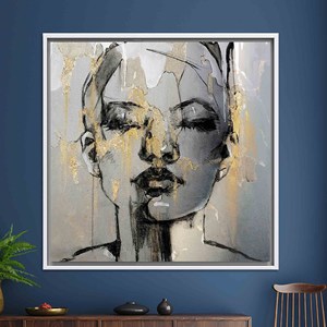 Impression sur toile Femme Dorée : Décoration murale moderne, Œuvre d'art élégante, TOILE ENCADRÉE BLANCHE - Product Image 1