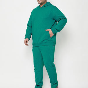 ชุดวอร์มผ้าฟลีซผ้าฝ้าย100% สำหรับผู้ชายชุดฝึกวิ่งมีฮู้ดแบบกำหนดเองดีไซน์ใหม่ฤดูหนาวสีทึบพิมพ์ลายสองชิ้น - Product Image 2