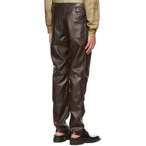 Pantalones Vaqueros de Cuero Vacuno con Flecos, Diseño Personalizado en Color Sólido, Estilo Occidental, Ligeros, Color Marrón Claro - Product Image 3