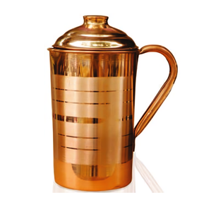 Pichet à eau en cuivre pur fait à la main avec un récipient ayurvédique au fini lisse pour le stockage de l'eau Cuisine Salle à manger avec couvercle - Product Image 5