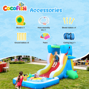 Tobogán Acuático Inflable Cocofish con Piscina - Perfecto para Diversión al Aire Libre en Verano, Parque Acuático Inflable para Jardín - Product Image 4