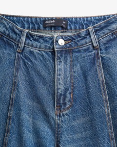 Pantalon en jean décontracté pour femme, de haute qualité, respirant, à jambes larges, ourlet plié, coupe ample, lavable par Routine Vietnam - Product Image 3