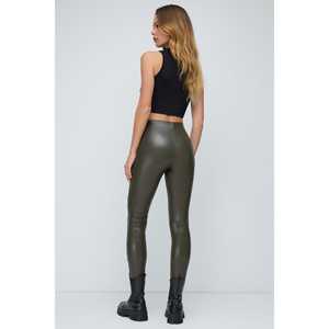 Leggings de fitness en mousseline décontractés, taille mi-haute, taille basse, effet push-up, nylon, cuir, spandex, sans couture, taille unique XL, lettrés, pour la salle de sport - Product Image 5