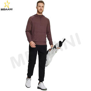 <b>Hoodies</b> For <b>Men</b> Long Sleeve Kangaroo <b>Pocket</b> Lightweight Heather Golf Quarter <b>Zip</b>. - Product Image 3
