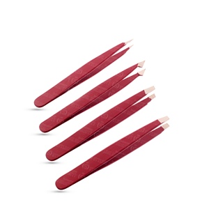 Pince à épiler en acier inoxydable personnalisée avec logo, emballage en pochette, antistatique, durable, à pointe inclinée, vente en gros - Product Image 6