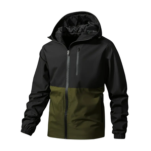Veste à capuche coupe-vent légère et fine pour hommes, vêtements de sport d'extérieur respirants et résistants à l'eau, poches zippées gaufrées en PU longue longueur - Product Image 2