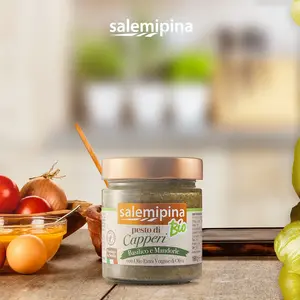 100% Italian Top Quality Ready To Use Apetizer Sicilian Capers Pesto with almonds190 gr